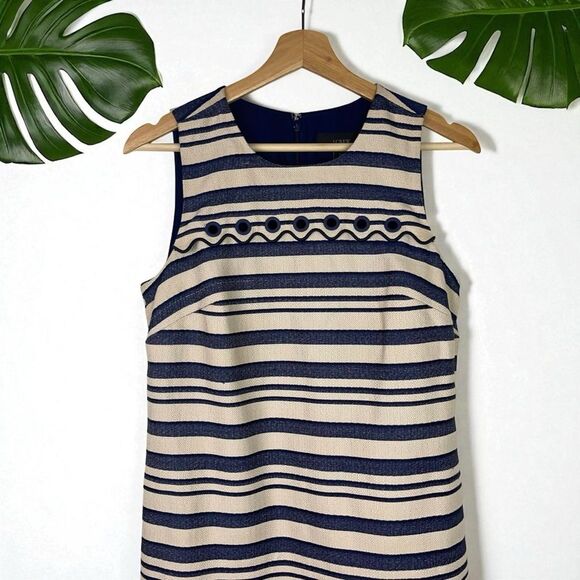 J. Crew Striped Scalloped Shift Dress with Grommets - Picture 7 of 10